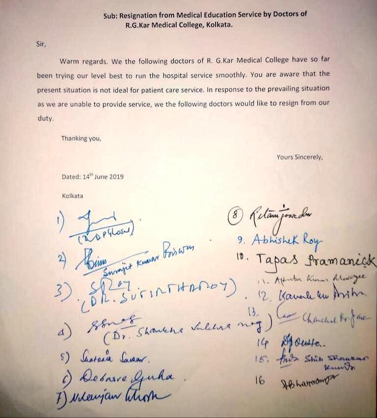 west bengal doctor resign